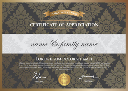 泰语摘要证书设计模板照片