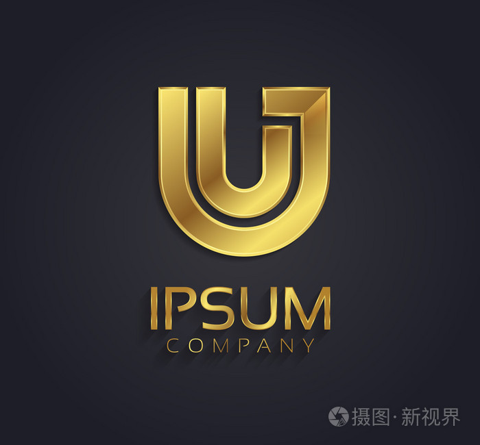 美丽的矢量图形的黄金字母表字母 u 符号