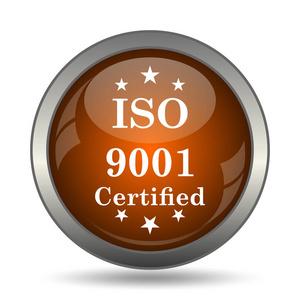 Iso9001 图标。白色背景上的互联网按钮