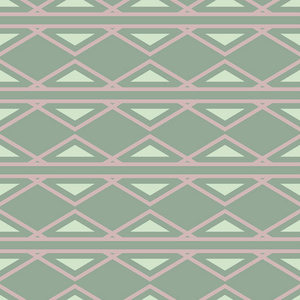 几何无缝图案。橄榄绿色背景以淡粉色元素为墙纸纺织品和织品