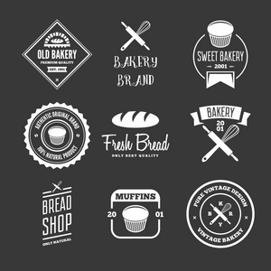 组的糕点和面包的标志 标签 徽章或设计元素
