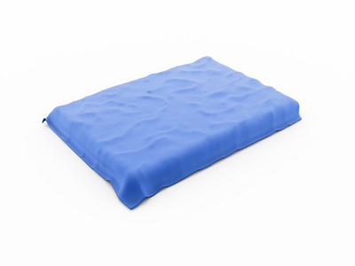 蓝色的桌布呈现孤立在白色