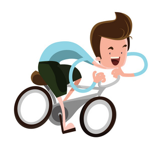 骑自行车的男孩矢量图卡通人物图片
