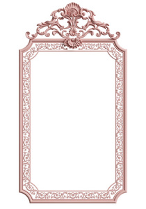 经典框架与装饰装饰在柔和的粉红色的颜色隔离在白色背景。数字插图。3d 渲染