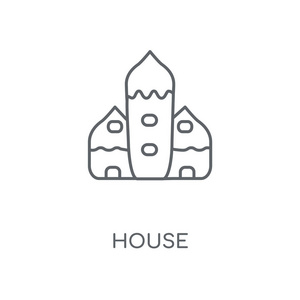 房屋线性图标。住宅概念笔画符号设计。薄的图形元素向量例证, 在白色背景上的轮廓样式, eps 10