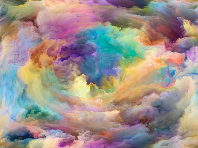 画布上色彩鲜艳的绘画艺术抽象对主体艺术,创造力和想象力的影响照片