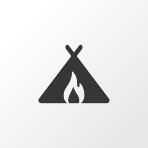 帐篷与火图标符号.时尚风格中的优质隔离营元素照片