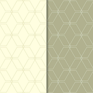 橄榄绿色几何饰品。一套无缝模式的网络, 纺织品和墙纸