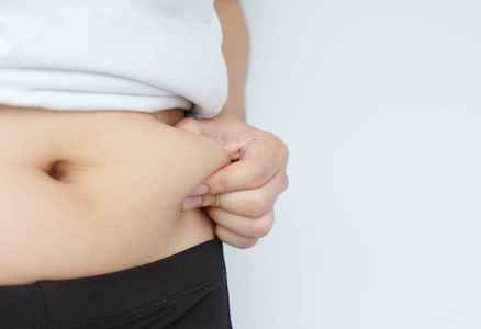 侧面女性手抓脂肪体腹部大肚子, 糖尿病危险因素