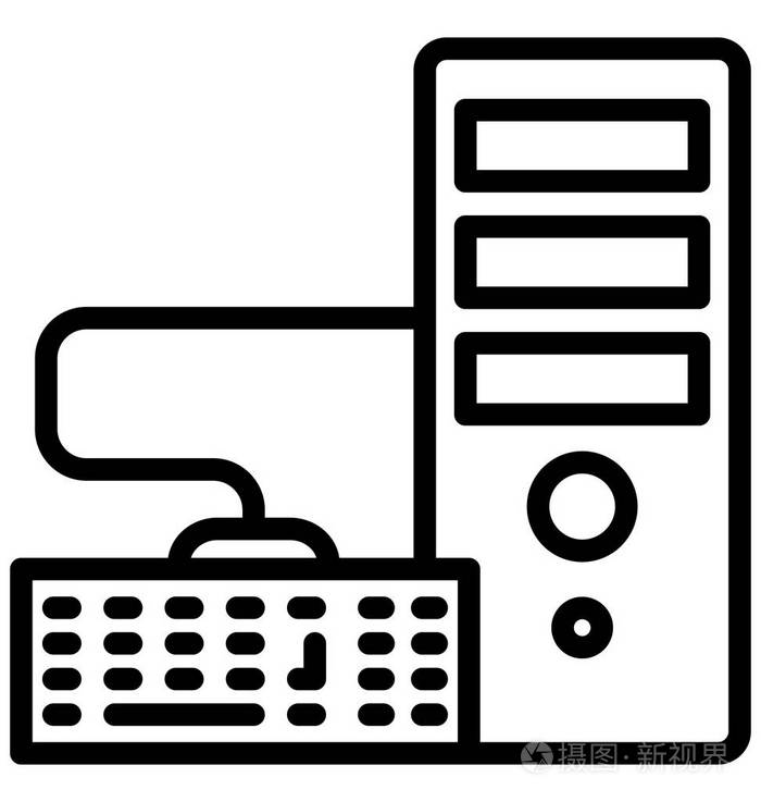 电源pc工作站隔离矢量图标可以很容易地编辑在任何大小或修改