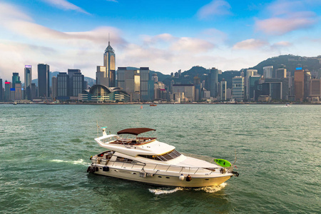 香港维多利亚海港夏季傍晚图片