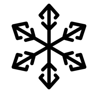 冬季主题雪花的线条图标, 装饰雪花