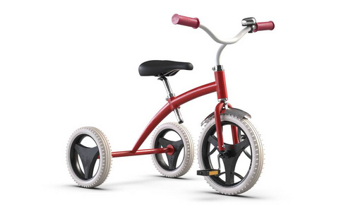 3d 说明儿童三轮车粉红色自行车查出在白色背景