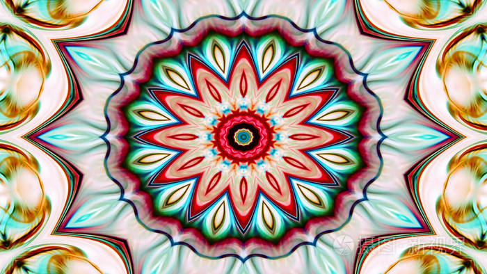 抽象多彩对称图案观赏装饰万花筒运动的几何圆和星形