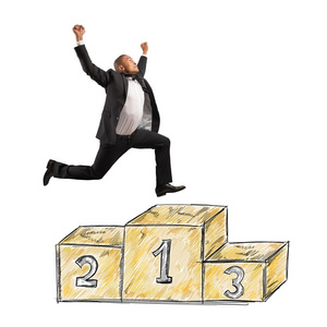 商人跳上领奖台照片