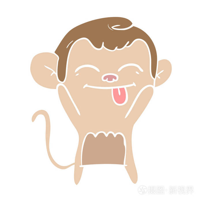 滑稽的扁平颜色风格动画片猴