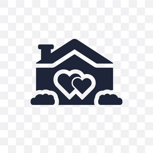 爱房子透明图标。爱房子的符号设计从婚礼和爱的收藏。简单的元素向量例证在透明背景