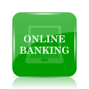 网上银行的图标。白色背景上的互联网按钮