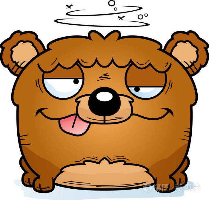带着傻傻的表情小熊的卡通插图