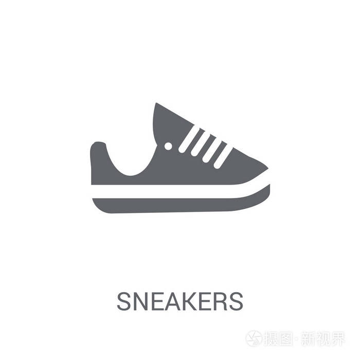 时尚的运动鞋标志概念的白色背景从健身房和健身收藏.