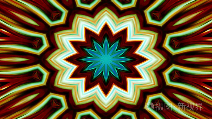 抽象多彩对称图案观赏装饰万花筒运动的几何圆和星形