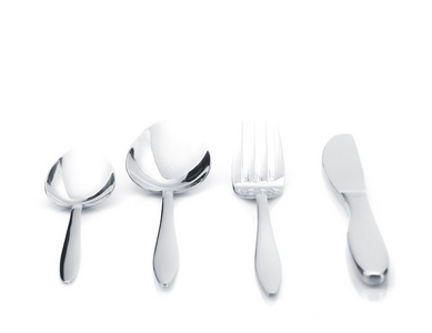 银器或餐具设置的叉子，勺子和刀