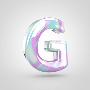独角兽皮字母 G 大写。3d 渲染在白色背景上隔离的平滑字体