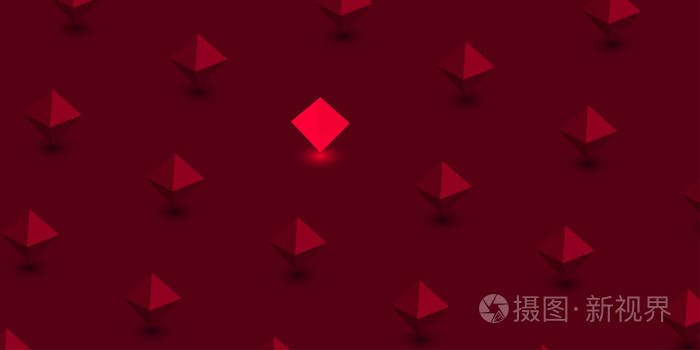 红色背景与3d 几何金字塔图案