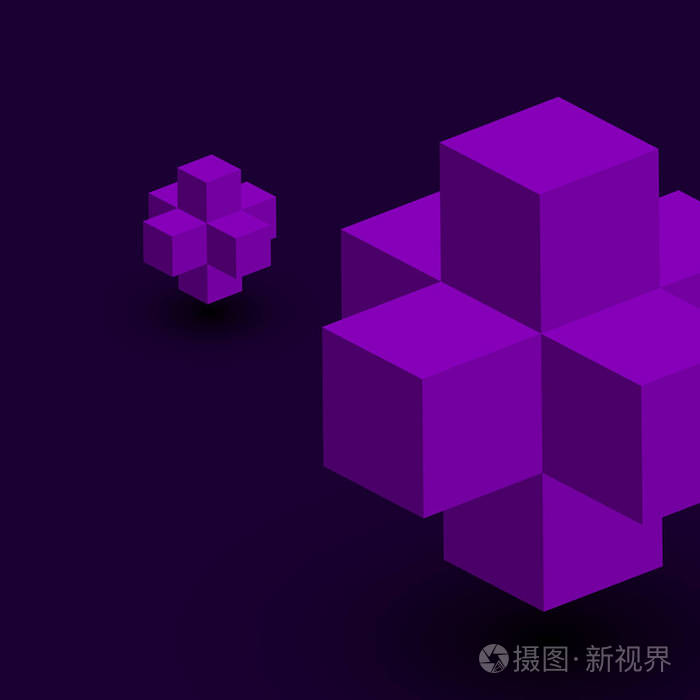 带3d 立方体的紫色背景。向量纹理的例证