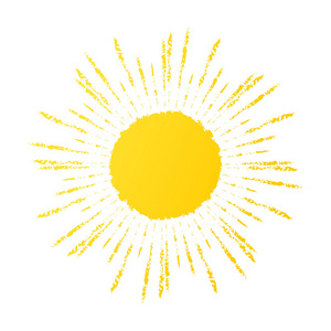 手绘可爱的太阳图标。向量黄色阳光图表