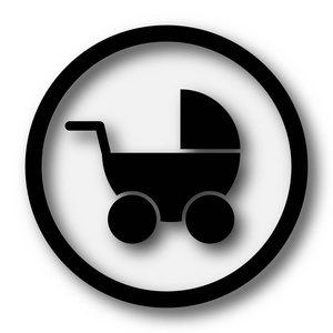 婴儿马车图标。白色背景上的互联网按钮