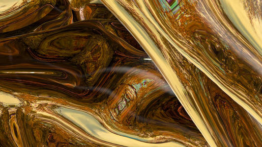 金色光泽的波浪抽象的背景。3d 渲染