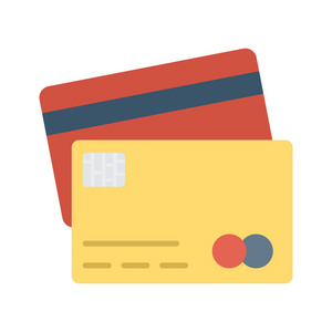信用卡平面图标隔离在白色背景, 向量, 例证