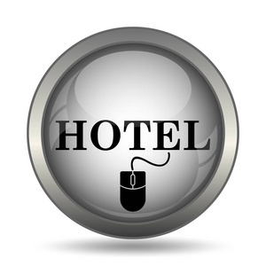 酒店图标, 黑色网站按钮白色背景