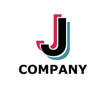 徽标类型蓝色和粉红色的标志符号双线像霓虹灯类型字母 j 初始业务