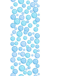 垂直装饰线与肥皂气泡, 背景以紫色的水珠子, 蓝色斑点, 矢量泡沫球形例证
