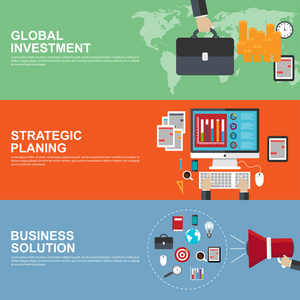 平面设计理念为战略规划 全球投资和商业解决方案