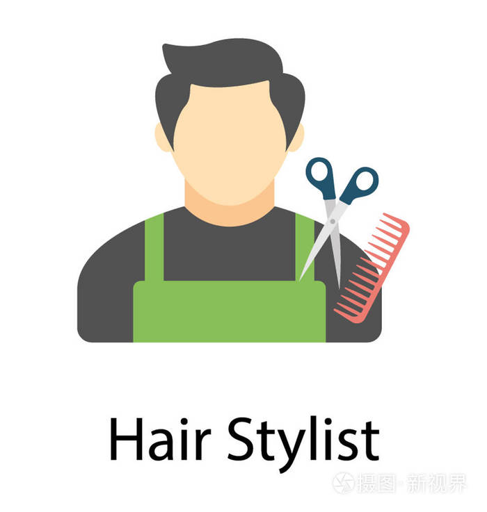 剪刀和梳子的人, 发型师图标的概念