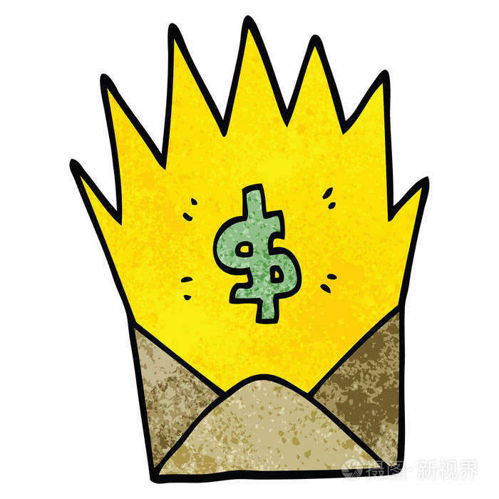 动画片涂鸦意外的工资支票