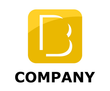 黄色徽标符号轮廓线字母在方形盒式字母 b 最初的商业标志设计思想插图形状现代高级企业