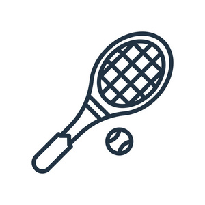网球拍图标矢量隔离在白色背景, 网球拍透明标志
