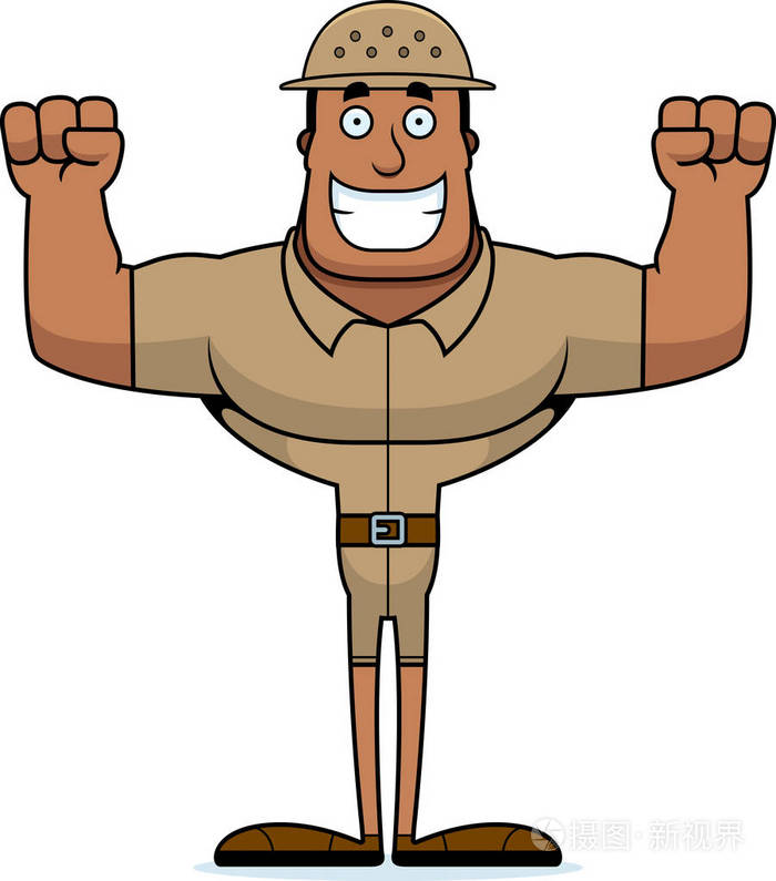 卡通动物园管理员微笑着