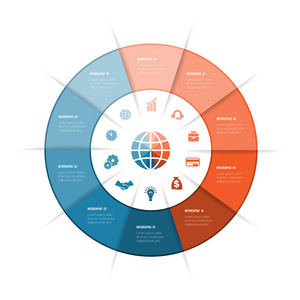 最佳环信息图, 可用于工作流布局图表网页设计10个数字选项步骤文本
