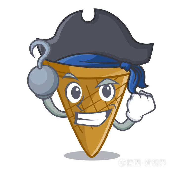 海盗晶片圆锥字符卡通矢量插图