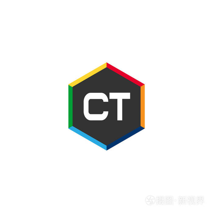 初始字母 Ct 徽标模板设计