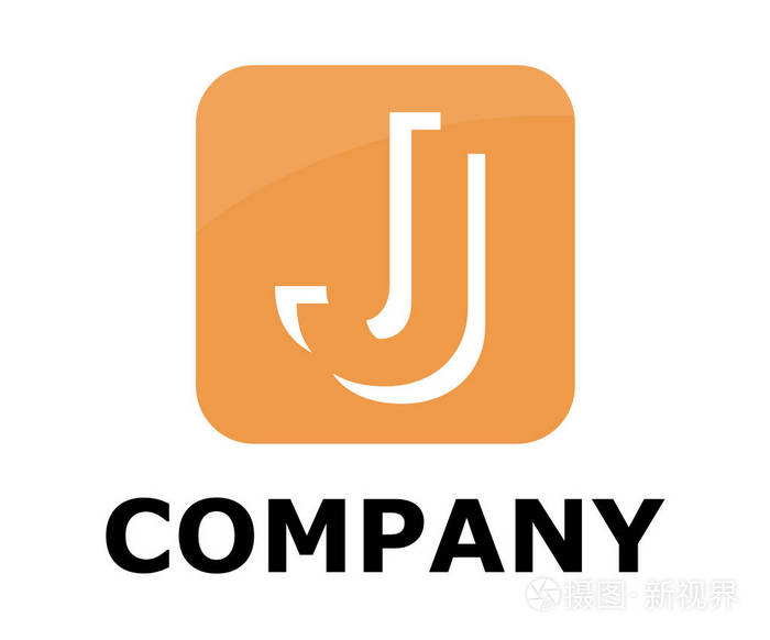 浅色橙色徽标符号轮廓线字母表在方形盒式字母 j 初始业务徽标设计