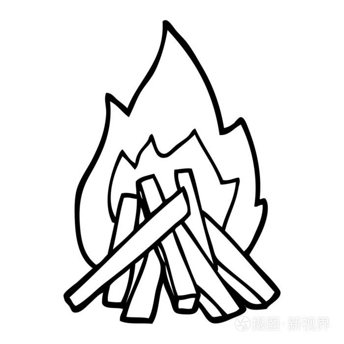 线条画动画片夏令营火