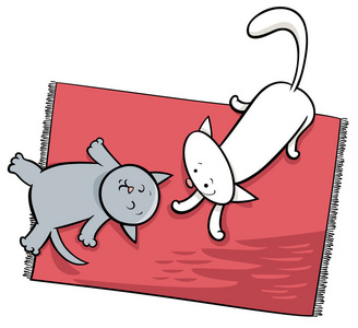 卡通插图可爱的顽皮的小猫或猫