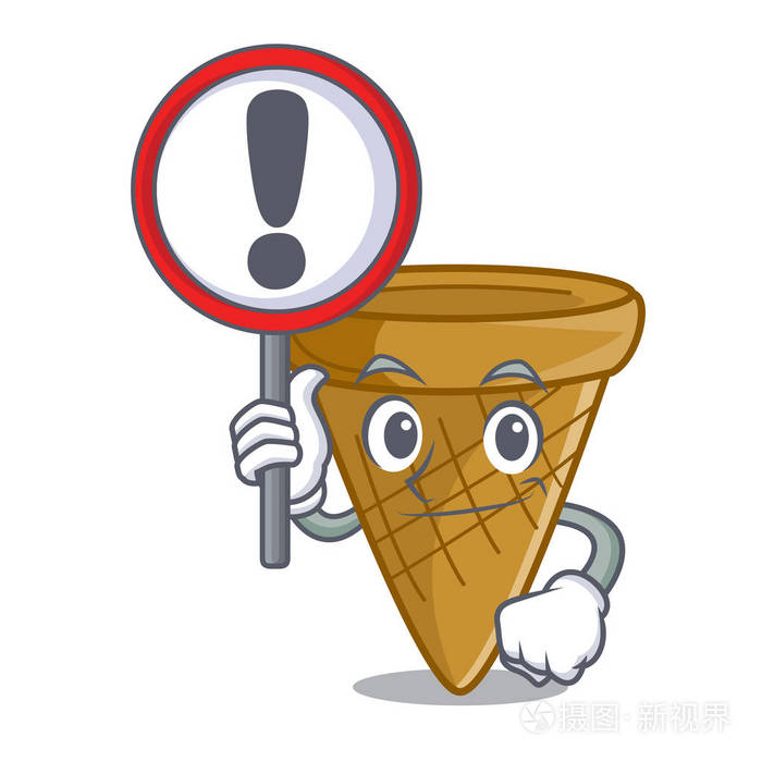 带符号晶片圆锥字符卡通矢量插图