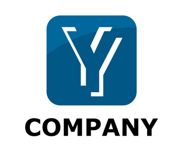 海蓝色标志符号轮廓线字母在方形盒式字母 y 初始业务徽标设计理念插图形状现代高级企业